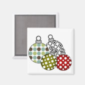 Retro kerstballen T-shirts en cadeaus Magneet (Voorkant / Achterkant)