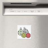 Retro kerstballen T-shirts en cadeaus Magneet (Insitu (Vaatwasser))