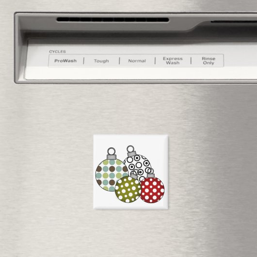 Retro kerstballen T-shirts en cadeaus Magneet (Insitu (Vaatwasser))