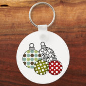 Retro kerstballen T-shirts en cadeaus Sleutelhanger (Voorkant)