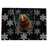 Retro Kerstbeer maanlandschap met sneeuw Groot Cadeauzakje (Achterkant)