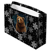 Retro Kerstbeer maanlandschap met sneeuw Groot Cadeauzakje (Achterkant Gekanteld)