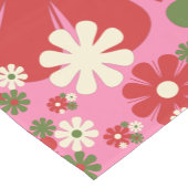 Retro kerstbloemen, 60s, 70s Floral op Roze Korte Tafelloper (Hoek)
