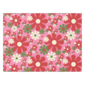 Retro kerstbloemen, 60s, 70s Floral op Roze Tafelkleed (Voorkant (Horizontaal))