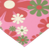 Retro kerstbloemen, 60s, 70s Floral op Roze Tafelkleed (Gekanteld)