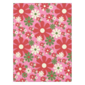 Retro kerstbloemen, 60s, 70s Floral op Roze Tafelkleed (Voorkant)