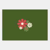 Retro kerstbloemen, 60s, 70s Floral Patronen Inpakpapier Vel (Voorkant 2)