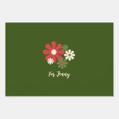 Retro kerstbloemen, 60s 70s Florals met naam Inpakpapier Vel (Voorkant 2)