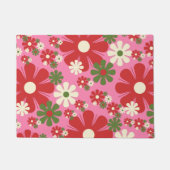 Retro kerstbloemen 60s 70s Roze Floral Deurmat (Voorkant)