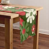 Retro kerstbloemen 60s Floral Pattern 70s Korte Tafelloper (Voorbeeld)