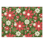 Retro kerstbloemen 60s Floral Pattern 70s Tafelkleed (Voorkant (Horizontaal))