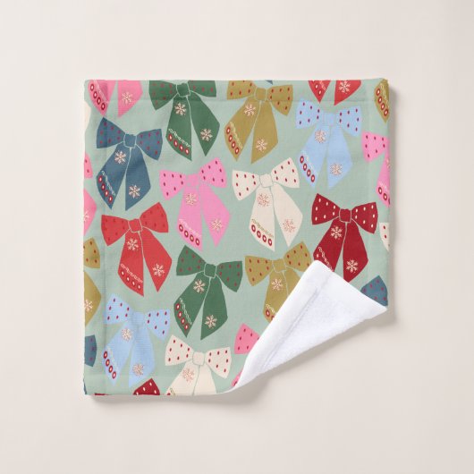 Retro Kerstbogen Coquette Bad Handdoek (Wasdoekje)