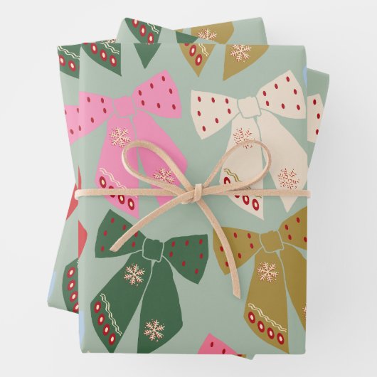 Retro Kerstbogen Coquette Inpakpapier Vel (In situ)