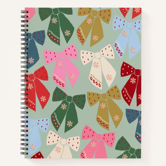 Retro Kerstbogen Coquette Notitieboek (Voorkant)