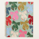 Retro Kerstbogen Coquette Planner<br><div class="desc">Kleurrijke Kerstbogen - Coquette Ribbons - Mint Green Achtergrond.</div>
