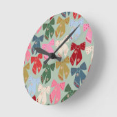 Retro Kerstbogen Coquette Ronde Klok (Hoek)