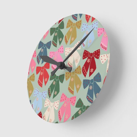 Retro Kerstbogen Coquette Ronde Klok (Hoek)