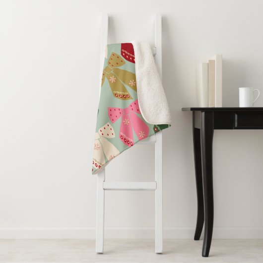 Retro Kerstbogen Coquette Sherpa Deken (In situ)