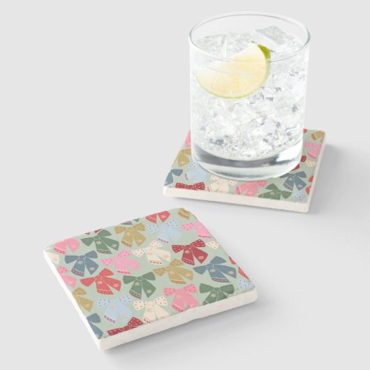 Retro Kerstbogen Coquette Stenen Onderzetter (Zijkant)