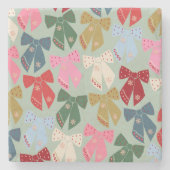 Retro Kerstbogen Coquette Stenen Onderzetter (Voorkant)