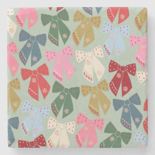 Retro Kerstbogen Coquette Stenen Onderzetter