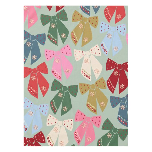 Retro Kerstbogen Coquette Tafelkleed (Voorkant)