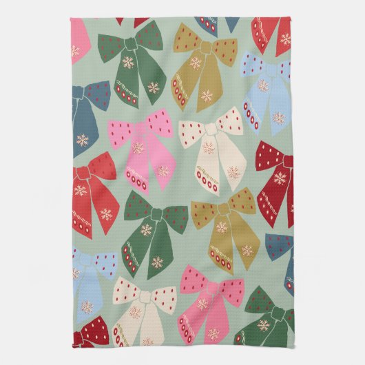 Retro Kerstbogen Coquette Theedoek (Verticaal)