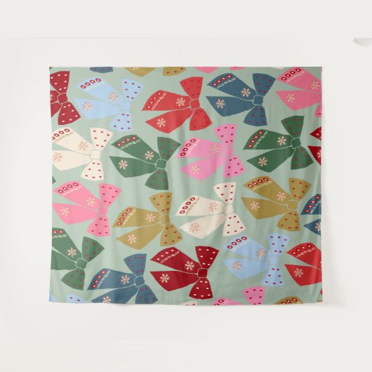 Retro Kerstbogen Coquette Wandkleed (Voorkant (horizontaal))