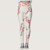 Retro Kerstbogen Vakantie Classic rood Leggings (Voorkant)