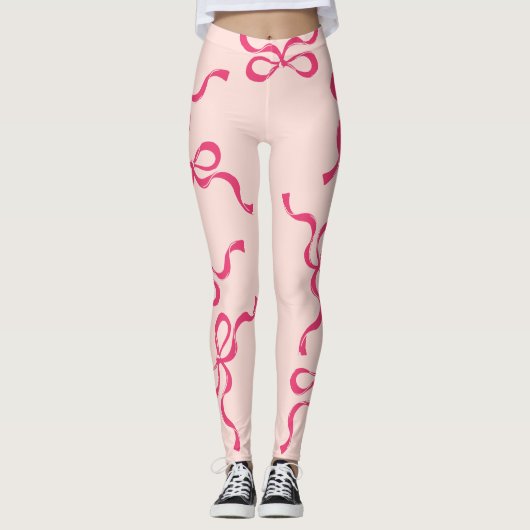 Retro Kerstbogen Vakantie Classic rood Leggings (Voorkant)