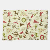 Retro Kerstbol patroon keukenhanddoek (Horizontaal)