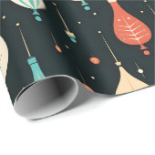 Retro kerstbollen Ornamenten Patroon 2 Cadeaupapier (Rol Hoek)
