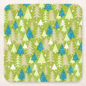 Retro kerstbomen 4" Onderzetters (Voorkant)