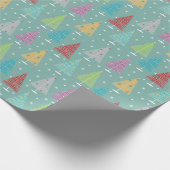 Retro kerstbomen Blauwgroen Kerstmis Cadeaupapier (Hoek)