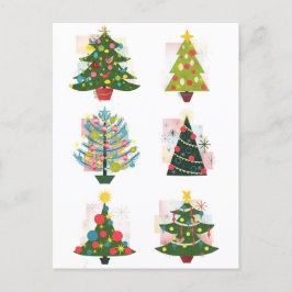 Retro kerstbomen briefkaart
