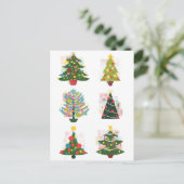 Retro kerstbomen briefkaart (Staand voorkant)