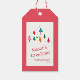Retro Kerstbomen Cadeaubijsluiter Cadeaulabel