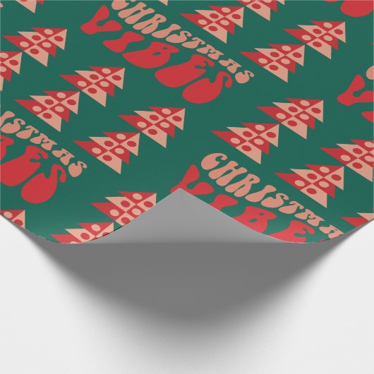 Retro kerstbomen cadeaupapier (Hoek)