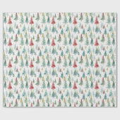 Retro Kerstbomen Cadeaupapier (Vlak)