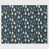 Retro Kerstbomen Cadeaupapier (Vlak)