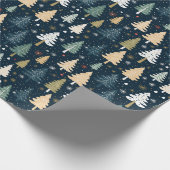 Retro Kerstbomen Cadeaupapier (Hoek)