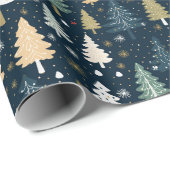 Retro Kerstbomen Cadeaupapier (Rol Hoek)