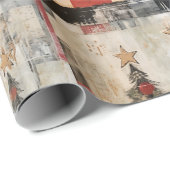 Retro kerstbomen  cadeaupapier (Rol Hoek)