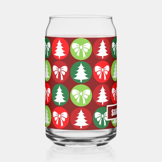 Retro Kerstbomen en Bogen Blikvorm Glas (Voorkant)