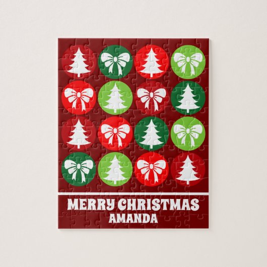  Retro Kerstbomen en Bogen Kinder Legpuzzel (Verticaal)