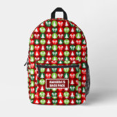  Retro Kerstbomen en Bogen Patroon Bedrukte Rugzak (Voorkant)