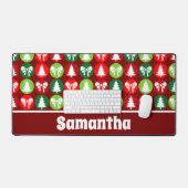  Retro Kerstbomen en Bogen Patroon Bureaumat (Keyboard & Muis)