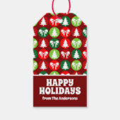  Retro Kerstbomen en Bogen Patroon Cadeaulabel (Voorkant)