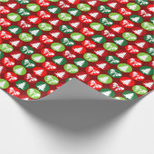 Retro Kerstbomen en Bogen Patroon Cadeaupapier (Hoek)