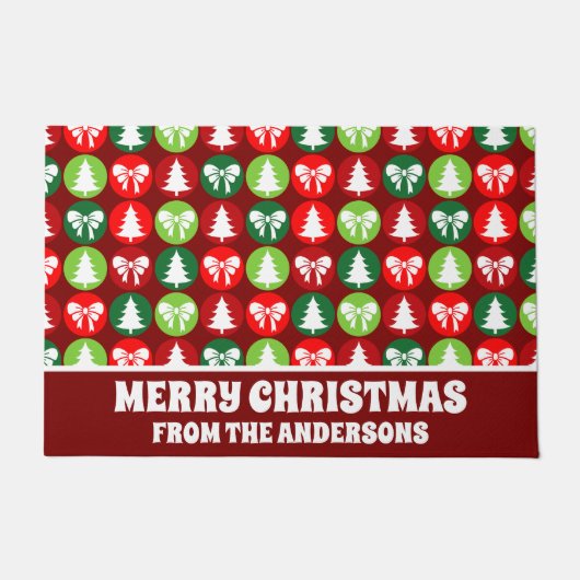 Retro Kerstbomen en Bogen Patroon Deurmat (Voorkant)